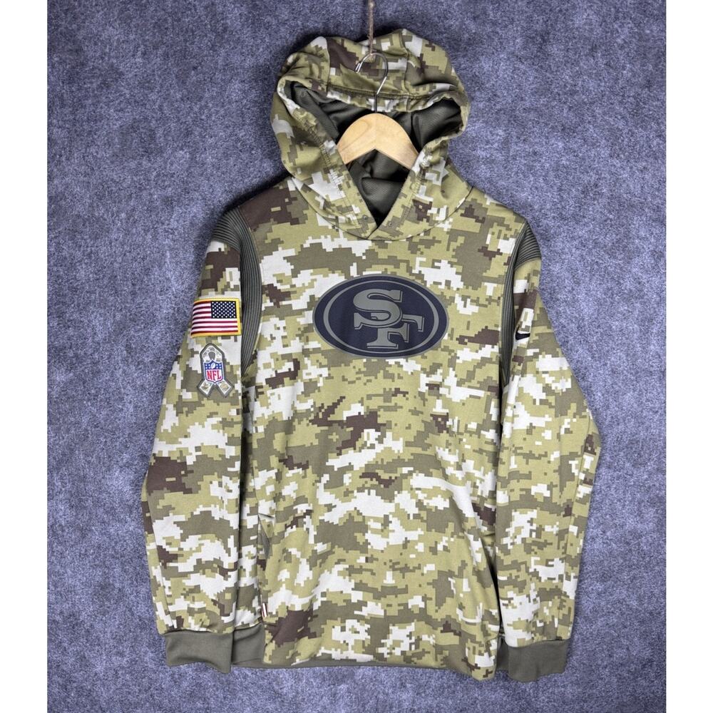 Nike NFL San Francisco 49ers Camo “Salute To Service” On-Field Hoodie Size Large